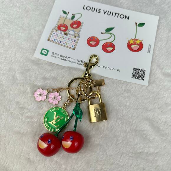 Louis Vuitton Accessories - Louis Vuitton LOCK with cherry keychain bag charm & Takashi Murakami stickers